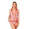 Hubrendy Beru Beyaz Lcralı Tül Bodysuit - 972