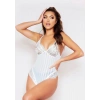 Hubrendy Beru Çizgili Beyaz Dantel Body