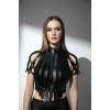 Hubrendy Beru Crop Büstiyer Harness, Deri Göğüs Harness, Gömlek Üzeri Harness - Brf1257