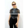 Hubrendy Beru Crop Büstiyer Harness, Deri Göğüs Harness, Gömlek Üzeri Harness - Brf1257