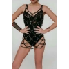 Hubrendy Beru Deri Harness Elbise, Şık Deri Elbise - Brf1255