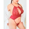 Hubrendy Beru Fantezi Kırmızı Dantelli Bodysouit