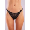 Hubrendy Beru  Giselle Mini String, Kadın Güpürlü Saten Siyah String Külot