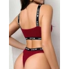 Hubrendy Beru Kadın Bordo Love Yazılı Mayo Bikini