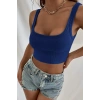 Hubrendy Beru Kadın Lacivert Kalın Askılı Crop Top Büstiyer