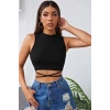 Hubrendy Beru Kadın Siyah Çapraz Bağlamalı Crop Top Büstiyer