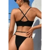 Hubrendy Beru Kadın Siyah File Detaylı Özel Bikini Takımı
