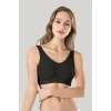 Hubrendy Beru Kadın Siyah Kalın Askılı Çıkarılabilir Pedli Örme Seamless Dikişsiz Basic Büstiyer