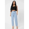 Hubrendy Beru Kadın Siyah Kare Yaka Crop Top Bluz