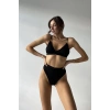 Hubrendy Beru Kadın Siyah Yüksek Bel Dolgusuz Slip Takım
