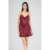 Hubrendy Beru Kısa Gecelik Degaje Bordo 7740