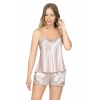 Hubrendy Beru Pudra Saten Babydoll Şort Takımı