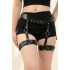 Hubrendy Beru Siyah Deri Jartiyer Harness - Brf804