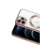 Hubrendy Bez Apple iPhone 13 Pro Kılıf Kross Magneticsafe Kapak - Rose