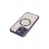 Hubrendy Bez Apple iPhone 14 Pro Kılıf Prag Magneticsafe Kapak - Derin Mor