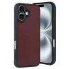 Hubrendy Bez Apple iPhone 16 Kılıf Aras Deri Kapak - Bordo