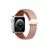 Hubrendy Bez Apple Watch 42mm KR414 Daks Deri Kordon - Pembe