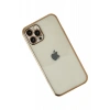 Hubrendy Bez Apple iPhone 12 Pro Max Kılıf Lensli Silikon - Gold