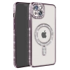 Hubrendy Bez Apple iPhone 14 Kılıf Joke Simli Magneticsafe Kılıf - Pembe