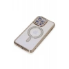 Hubrendy Bez Apple iPhone 15 Pro Max Kılıf Joke Simli Magneticsafe Kılıf - Gold