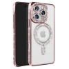 Hubrendy Bez Apple iPhone 16 Pro Max Kılıf Joke Simli Magneticsafe Kılıf - Pembe
