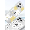 Hubrendy Bez Joko Apple iPhone 14 Pro Max Floral Magsafe Kapak - Beyaz