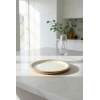 Hubrendy Bez Mango Agacı Pasta Tabağı & Sunum Tabağı 20 Cm Krem
