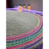 Hubrendy Emin DecoHandy 39cm Neon Renkli Şeritli Jüt Örme Supla Amerikan Servis