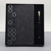 Hubrendy Emin  Desenli Siyah Deri Defter Kalem Set