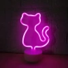 Hubrendy Emin Neon Kedi Masa Gece Lambası Pembe Işık