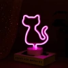 Hubrendy Emin Neon Kedi Masa Gece Lambası Pembe Işık
