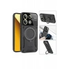 Hubrendy Bez Samsung Galaxy A05 Kılıf Joy Lens Standlı Kapak - Siyah