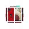 Hubrendy Bez Samsung Galaxy A22 Kılıf Sofya Yüzüklü Silikon Kapak - Kırmızı