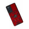 Hubrendy Bez Samsung Galaxy S20 FE Kılıf Pars Lens Yüzüklü Silikon - Kırmızı