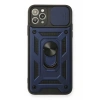 Hubrendy Bez Apple iPhone 11 Pro Max Kılıf Pars Lens Yüzüklü Silikon - Lacivert