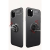 Hubrendy Bez Apple iPhone 11 Pro Max Kılıf Range Yüzüklü Silikon - Kırmızı