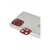 Hubrendy Bez Apple iPhone 11 Pro Max Pers Alüminyum Kamera Lens - Kırmızı