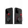 Hubrendy Bez Apple iPhone 12 Kılıf Range Yüzüklü Silikon - Kırmızı