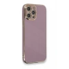 Hubrendy Bez Apple iPhone 12 Pro Max Kılıf Volet Silikon - Mor