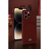 Hubrendy Bez Apple iPhone 13 Pro Max Kılıf Kelvin Kartvizitli Silikon - Kırmızı