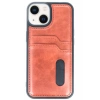Hubrendy Bez Apple iPhone 15 Sara Kartvizitli Deri Kılıf - Taba