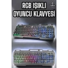 Hubrendy Kargo Led Işıklı  Klavye Usb Girişli Rgb Işıklı Q Klavye Mouse Hediyeli