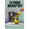Hubrendy Kargo Matkap Seti 24 Parça Çift Bataryalı Darbeli Led Işıklı Vidalama