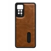 Hubrendy Bez Xiaomi Redmi Note 12 Pro 4G Kılıf Sara Kartvizitli Deri Kılıf - Taba