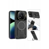 Hubrendy Bez Xiaomi Redmi Note 14 Pro Plus Kılıf Joy Lens Standlı Kapak - Mor