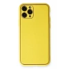 Hubrendy SH Newface Apple İphone 11 Pro Kılıf Coco Deri Silikon Kapak - Sarı