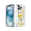 Hubrendy SH Newface İphone 15 Pro Max Kılıf Daisy Simli Magsafe Kapak - Gold
