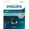 Hubrendy SH Philips Fm32dc152b/00 32gb 2 In 1 Type-c/usb 3.1 Siyah Gri Usb Bellek