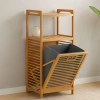 Hubrendy Tedarik 2 Katlı Bambu Çamaşır Sepeti Önden Çek-Aç Organizer 40x35x95 cm