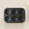 Hubrendy Tedarik 6 Gözlü Siyah Metal Muffin Kalıbı